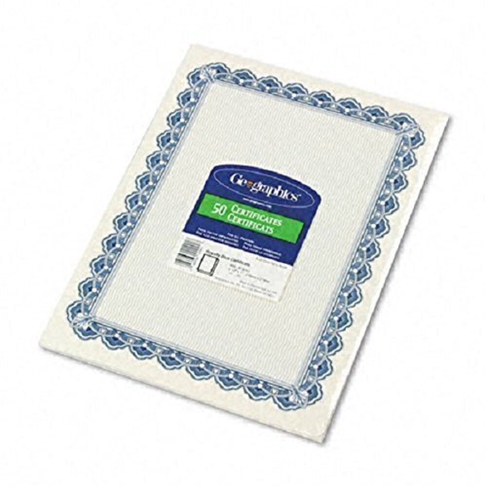 4821 : Parchment Paper Certificates, 8-1/2 x 11, Blue Royalty Border, 50